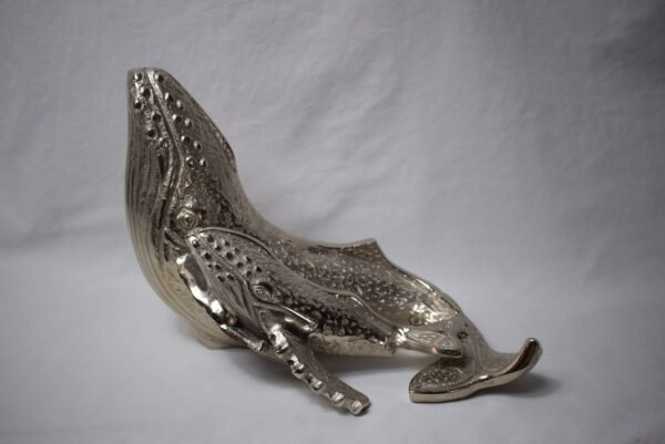 Cast Aluminum Humpback Whale Mother and Child Figurine EUC