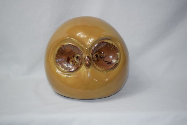 Large Porcelain Amber Orb Owl Figurine EUC