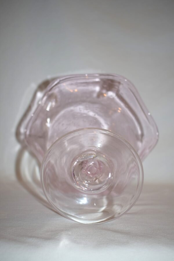 Vintage Pink Floating Bubbles Hand Blown Vase with Clear Glass Pedestal Base - Image 4