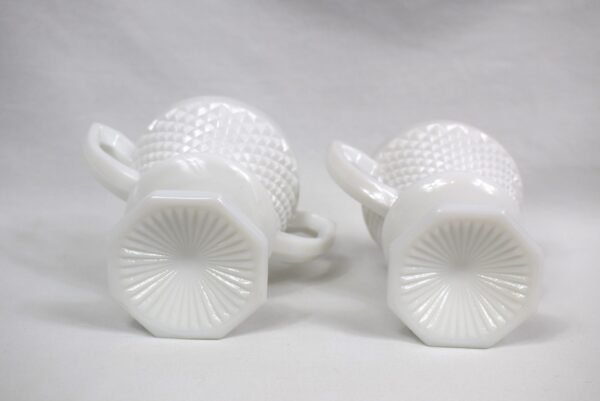 Vintage English Westmoreland Milk Glass Hobnail Pedestal Cream and Sugar Set - Image 3