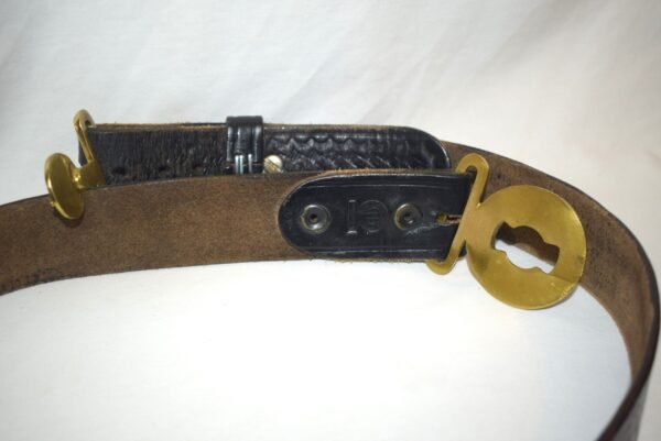 Vintage WWII Cobra Gunskin Officers Black Leather Belt with Brass US Buckle - Image 4