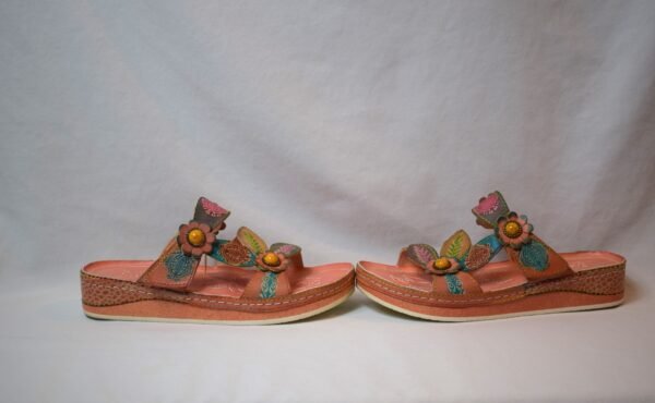 Spring Step L'Artiste Pink Floral Adjustable Slide On Sandals Size 7 - Image 4