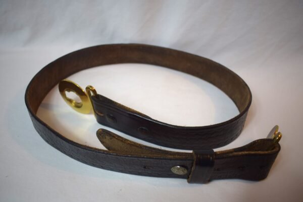 Vintage WWII Cobra Gunskin Officers Black Leather Belt with Brass US Buckle - Image 3