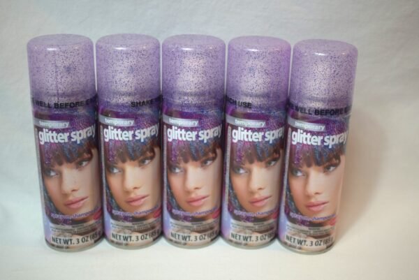 New 5 Cans Goodmark 3 oz Temporary Purple Glitter Hair Spray