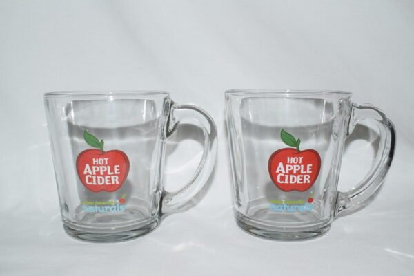 Pair Green Mountain Hot Apple Cider Clear Glass Mugs