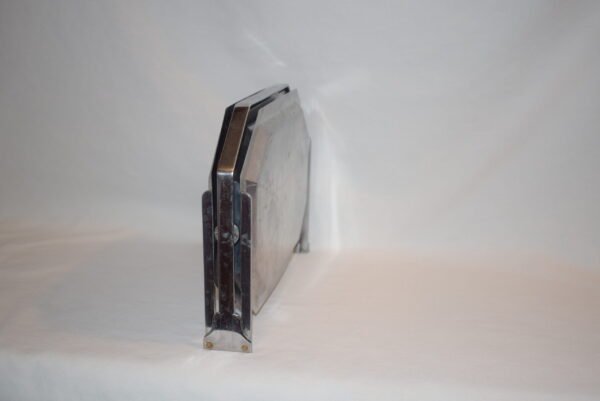 Vintage Chrome Folding 3 Tray 2 Tier Hor d'Oevres Serving Tray - Image 2