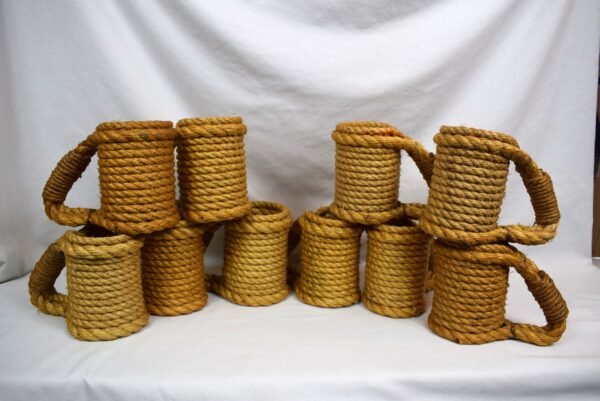 Vintage Rattan Ice Bucket with Lid and 11 Cup Holders Set - Image 2