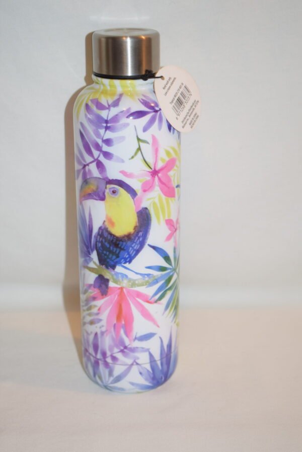 NWT MainStays 17oz Stainless Steel Double Wall Bottle Floral Toucans Hydration - Image 2