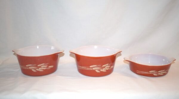 VTG Set of 3 PYREX Autumn Harvest Wheat Bowls 2# 473B 1# 471B No Lids