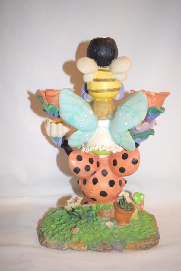 Honey Bee, Butterfly, Lady Bug Totem Pole 5 Tapir Springtime Candle Stick Candleholder - Image 2
