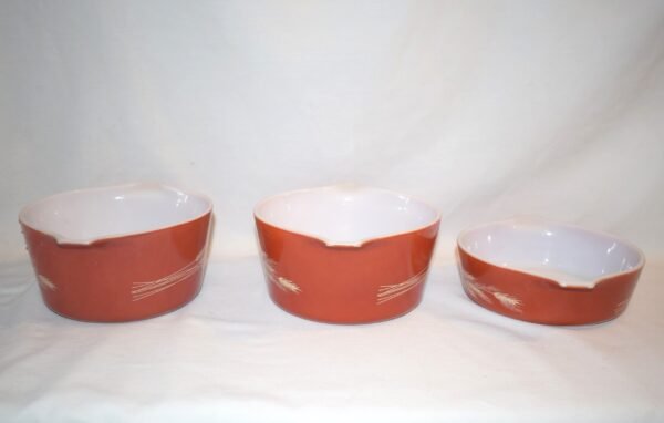 VTG Set of 3 PYREX Autumn Harvest Wheat Bowls 2# 473B 1# 471B No Lids - Image 2