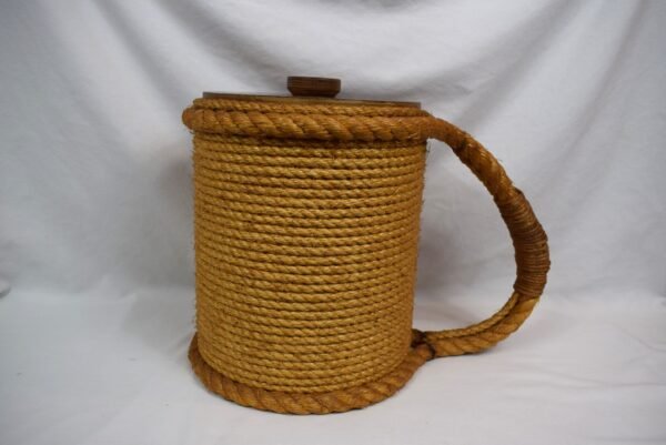 Vintage Rattan Ice Bucket with Lid and 11 Cup Holders Set - Image 7