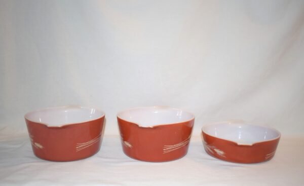 VTG Set of 3 PYREX Autumn Harvest Wheat Bowls 2# 473B 1# 471B No Lids - Image 4