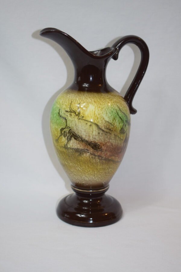 Vintage Ucagco Ceramics Japan Cave Drawing Pitcher Vase - Image 3