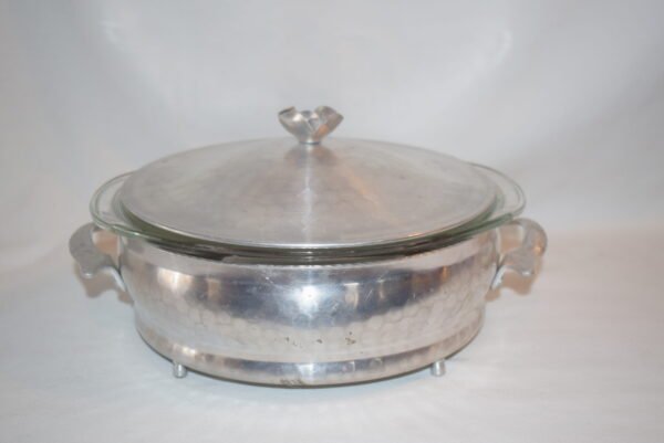 Vintage Pyrex and Hammered Aluminum Covered Casserole Dish