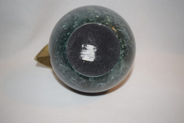 Vintage Green Apple Polished Marble Paper Weight Brass Stem Brass Leaf - Image 5