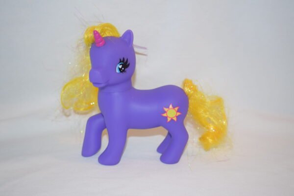 Gi-Go Wonder Pony Purple Unicorn with Yellow Hair Sun Symbol