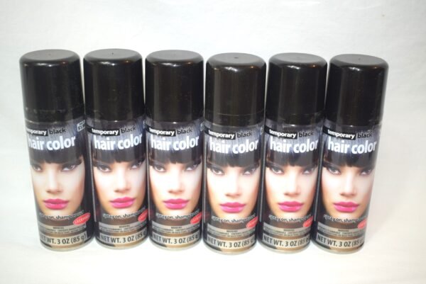 New Halloween 6 Cans Goodmark 3 oz Black Hair Color Spray