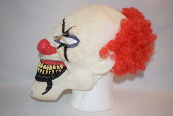 Vintage Scary Halloween Clown Mask Red Curly Hair Red Nose - Image 2