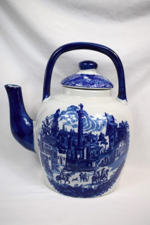 Large Vintage Victoria Ware Stoneware Teapot Fixed Handle Transferware