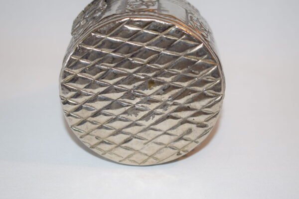Vintage Ornate Hinged Silvertone Blue Stone Round Trinket Box - Image 5