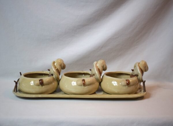 Kirklands Home Woodland Collection Snowman Triple Server Bowls With Tray - Image 4