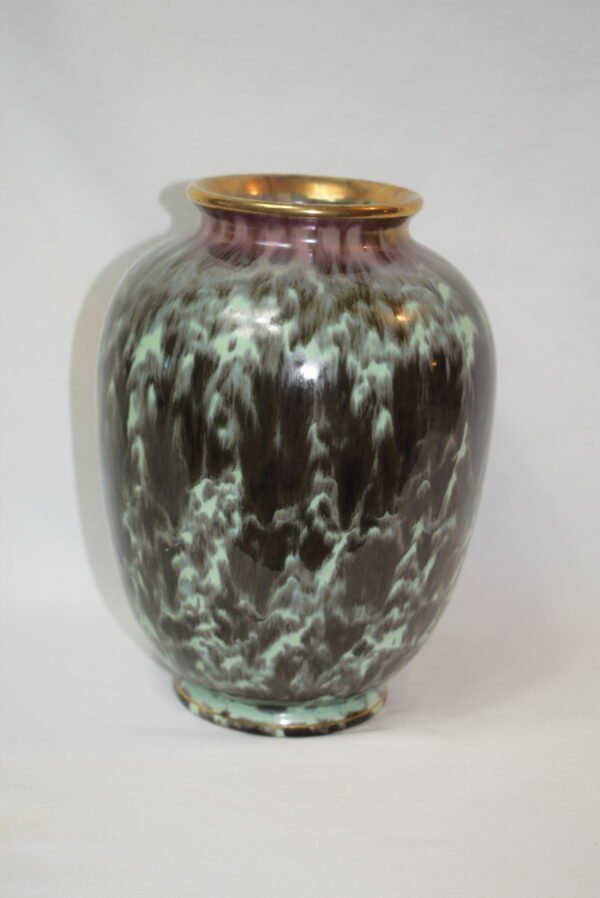 Vintage Fohr-Ceramic Germany Black Green Gold Vase - Image 2