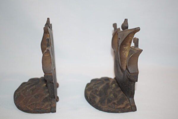 Vintage Pair Cast Iron Old World Maritime Clipper Ship Bookends - Image 2