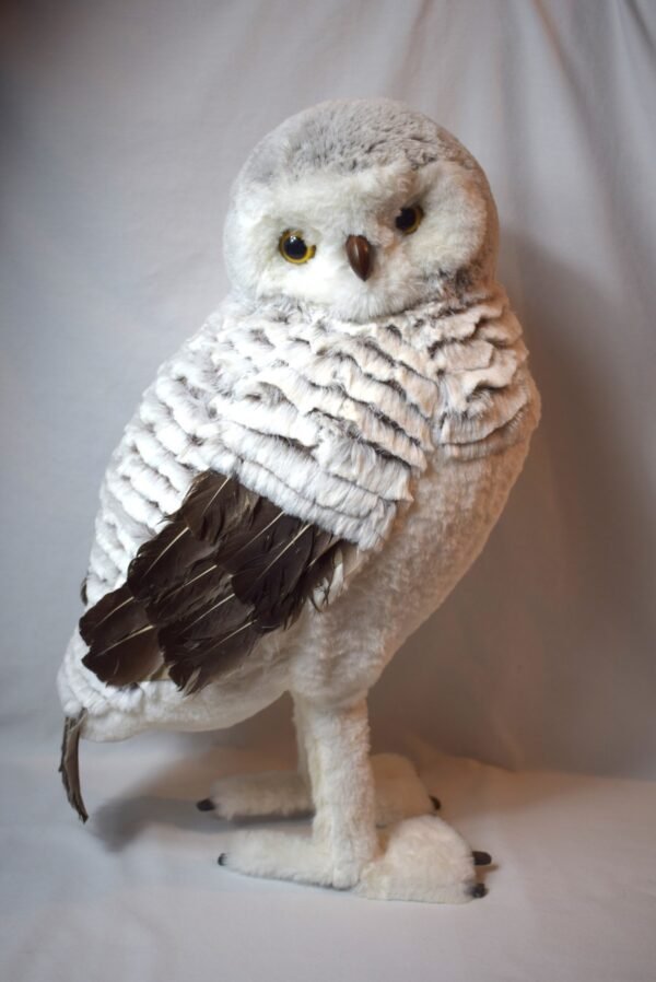 Large Vintage Cardboard Feathers and Foam Core Snowy Owl Centerpiece 20 inches