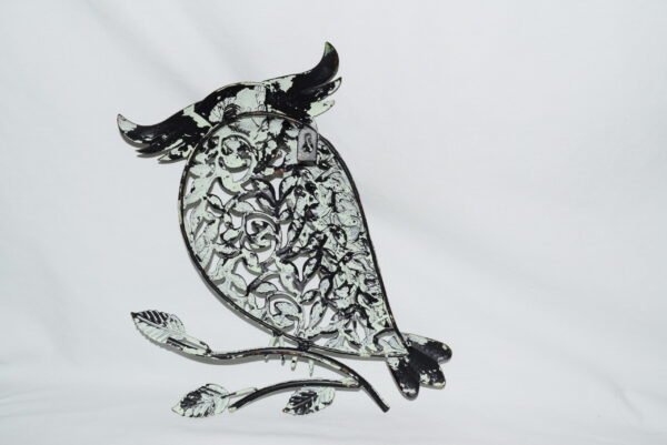 Metal Owl Wall Hanging Decoration with Head Motion 13 Inch - Image 2