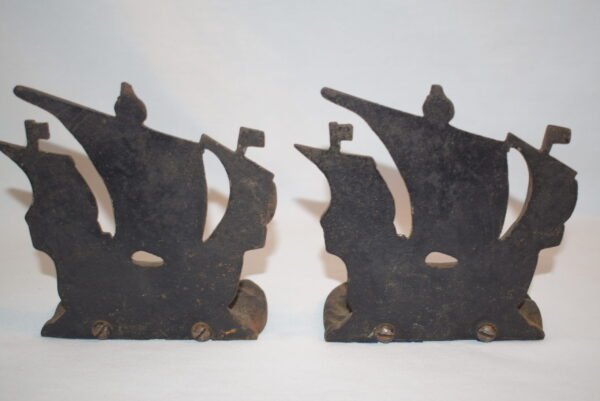 Vintage Pair Cast Iron Old World Maritime Clipper Ship Bookends - Image 3