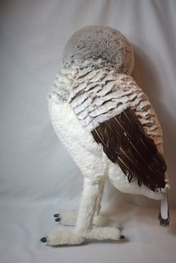 Large Vintage Cardboard Feathers and Foam Core Snowy Owl Centerpiece 20 inches - Image 3