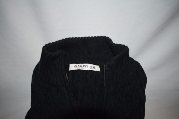 Men's Old Navy Black Cable Knit Sweater with 1/4 Zipper Size XL - Image 3