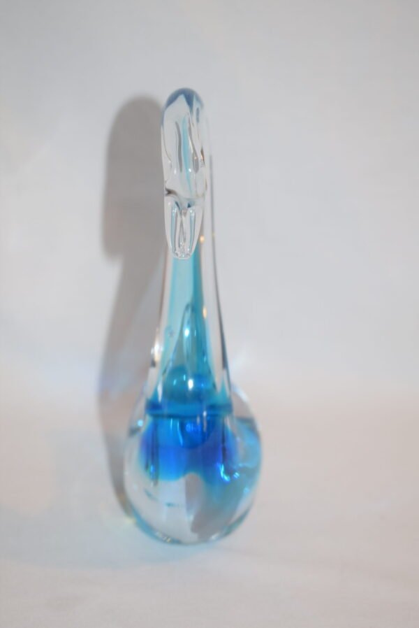 Vintage Hand Blown Blue Art Glass Swan Bird Figurine - Image 2