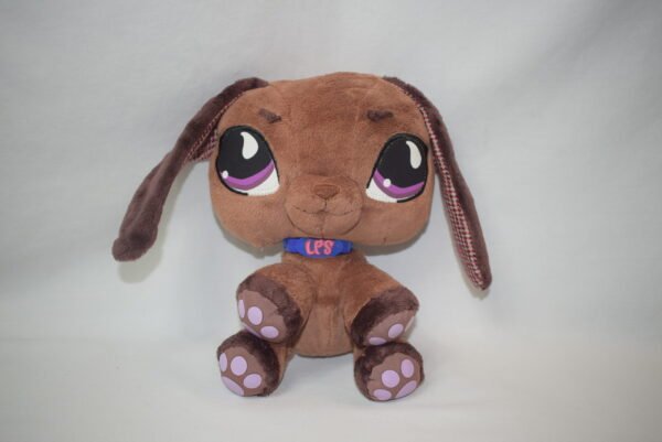 2007 Hasbro Littlest Pet Shop LPS 8 inch Brown Dachshund Plush with LPS Collar