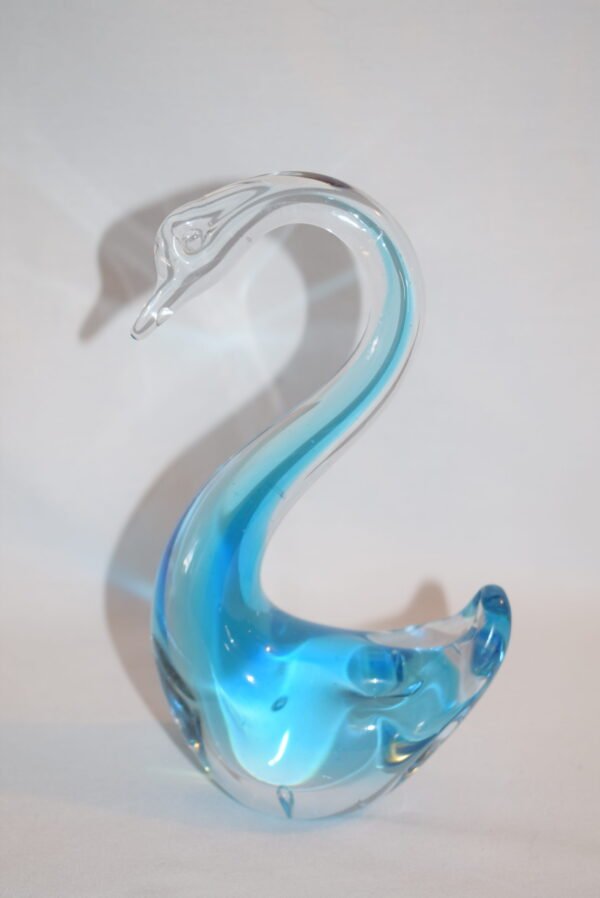 Vintage Hand Blown Blue Art Glass Swan Bird Figurine - Image 3