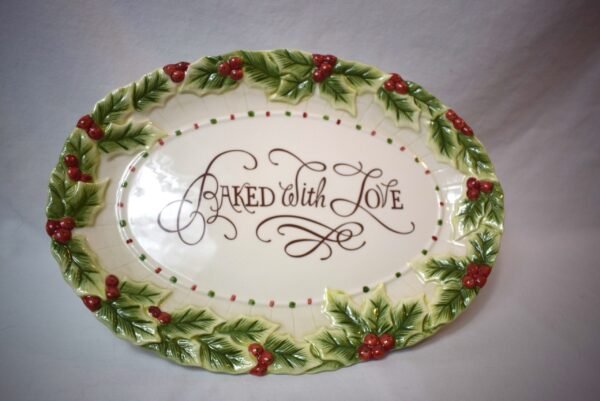 Fitz and Floyd Christmas Baked With Love Oval Cookie Platter READ