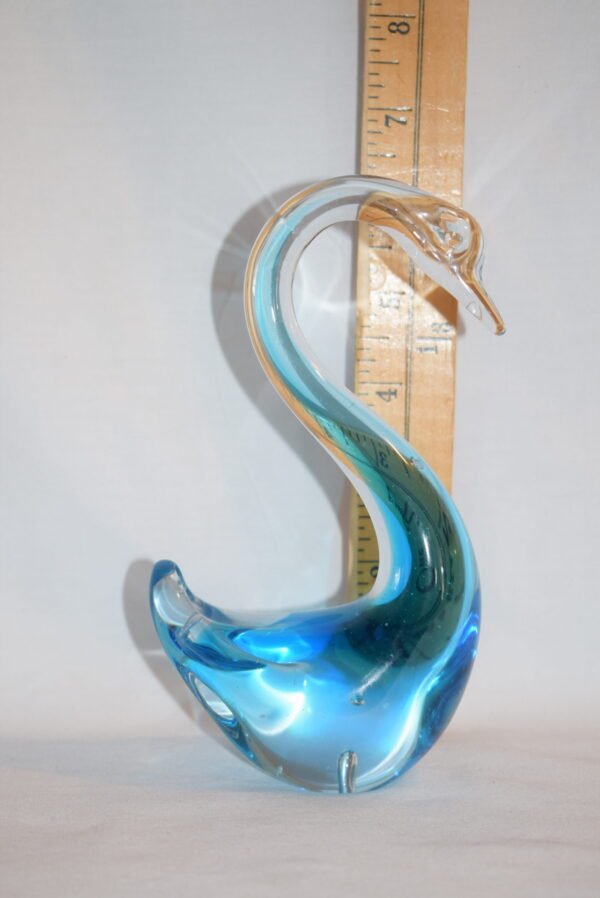 Vintage Hand Blown Blue Art Glass Swan Bird Figurine - Image 5