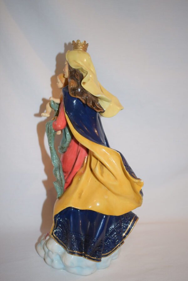 Vintage Holy Mother and Child on Cloud 12 inch Porcelain Figurine READ - Image 6