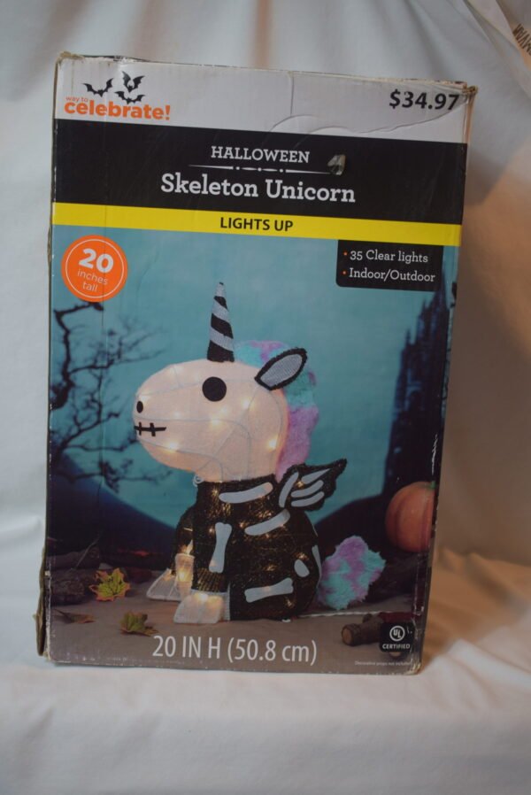 NIB 2022 Walmart 20 Inch Skeleton Unicorn Indoor Outdoor Decoration