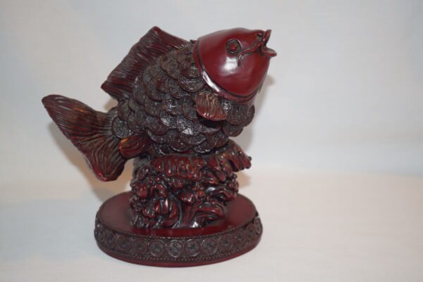 VTG Red Resin Koi Fish Figure with Chinese Coin Scales Goldfish EUC