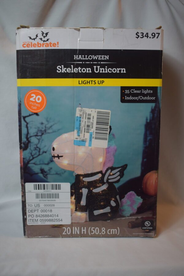 NIB 2022 Walmart 20 Inch Skeleton Unicorn Indoor Outdoor Decoration - Image 3