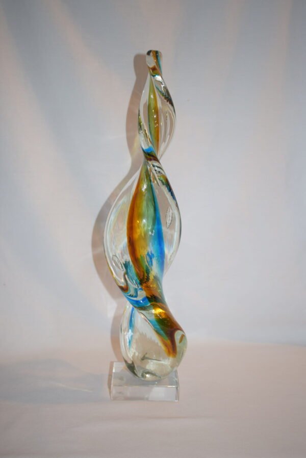 Vintage Twisted Art Glass Sculpture Spiral Swirl EUC