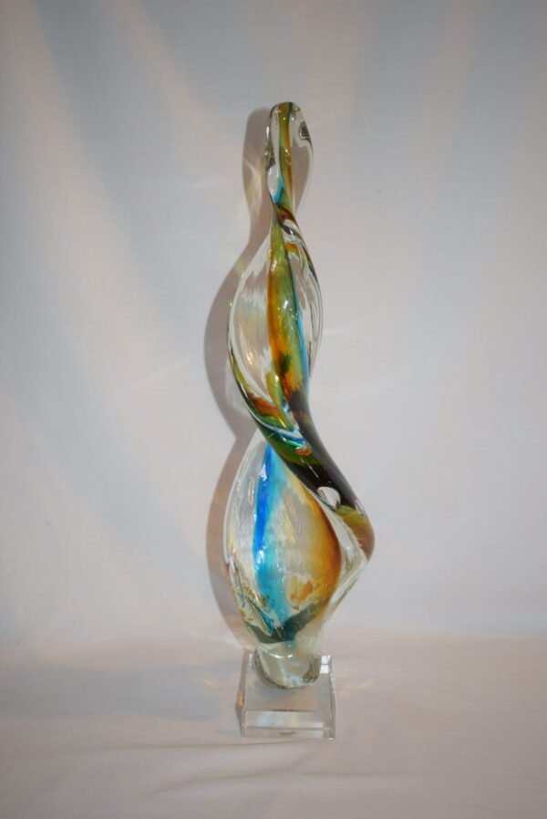 Vintage Twisted Art Glass Sculpture Spiral Swirl EUC - Image 2