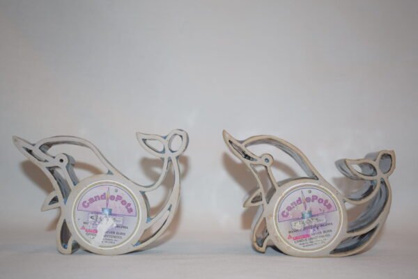 Pair Bay Pottery Dolphin Drip Glaze Candlepots Votive TeaLight Candle Holders - Image 2