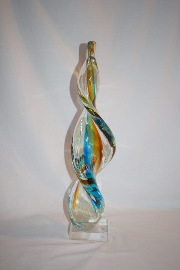 Vintage Twisted Art Glass Sculpture Spiral Swirl EUC - Image 3