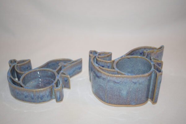 Pair Bay Pottery Dolphin Drip Glaze Candlepots Votive TeaLight Candle Holders