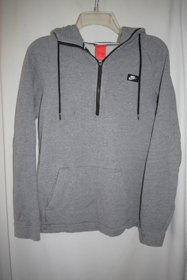 Nike Red Label Gray Logo 1/4 Zip Hoodie Size Small with Pocket