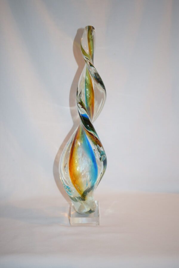 Vintage Twisted Art Glass Sculpture Spiral Swirl EUC - Image 4