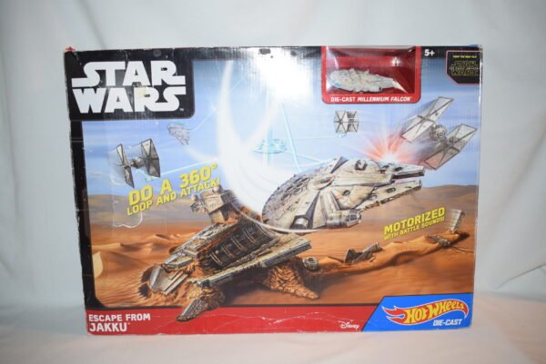 NIB Hot Wheels Star Wars Die Cast Millennium Falcon Motorized Play Set